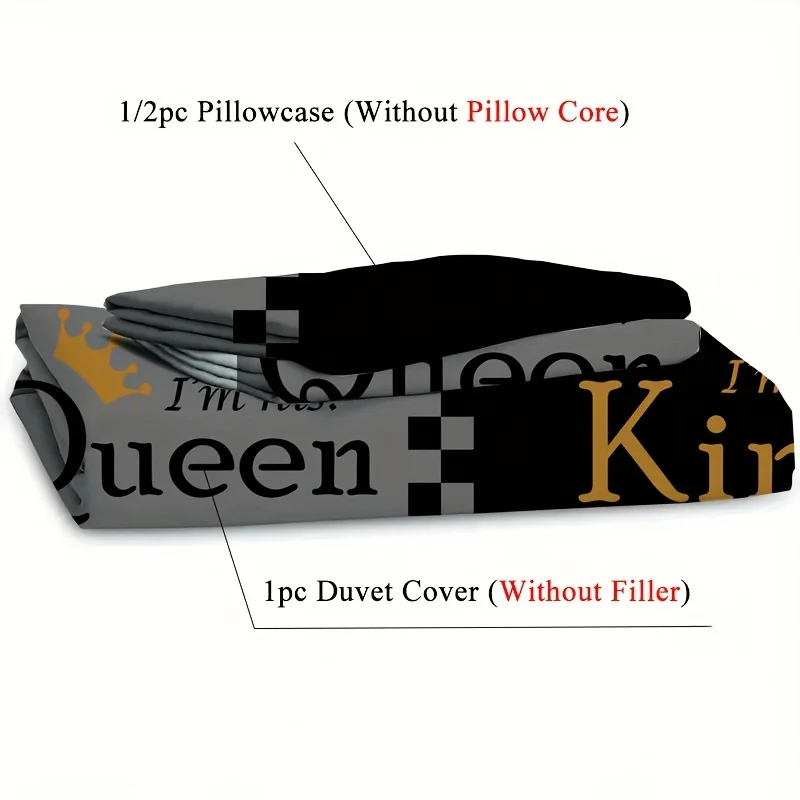 Queen King Golden Crown Couple Print Fitted Sheet Set 1* Fitted Sheet+2*Pillowcases Mattress Cover Soft Breathable Bedding Set 6