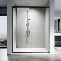 Shower Door,60" W x 76" H, 1/4" Tempered Glass Shower Door, Sliding Shower Glass Door, Easy to Clean, Matte Black Finish 1