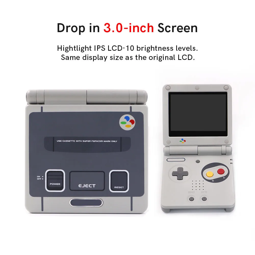 New V4 Drop In GBA SP 3.0" 3 inch Original Size IPS Backlight LCD screen  display kit For Gameboy ADVANCE SP No Need cut| | - AliExpress