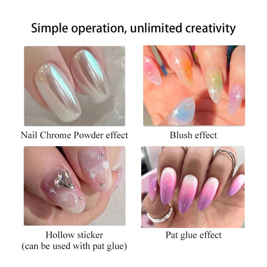 Nail Art Silicone Brush Reusable Mirror Powder Pigment Applying Manicure Tool Gradient Effect Nail Arts Silicone Applicator 4