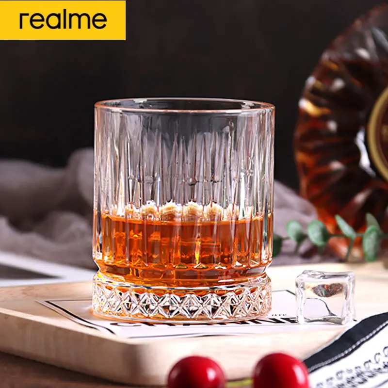 

realme European Style Glass Creative Retro Embossed Pattern Color Crystal Glass Water Cup Breakfast Milk Cup Tea Cup