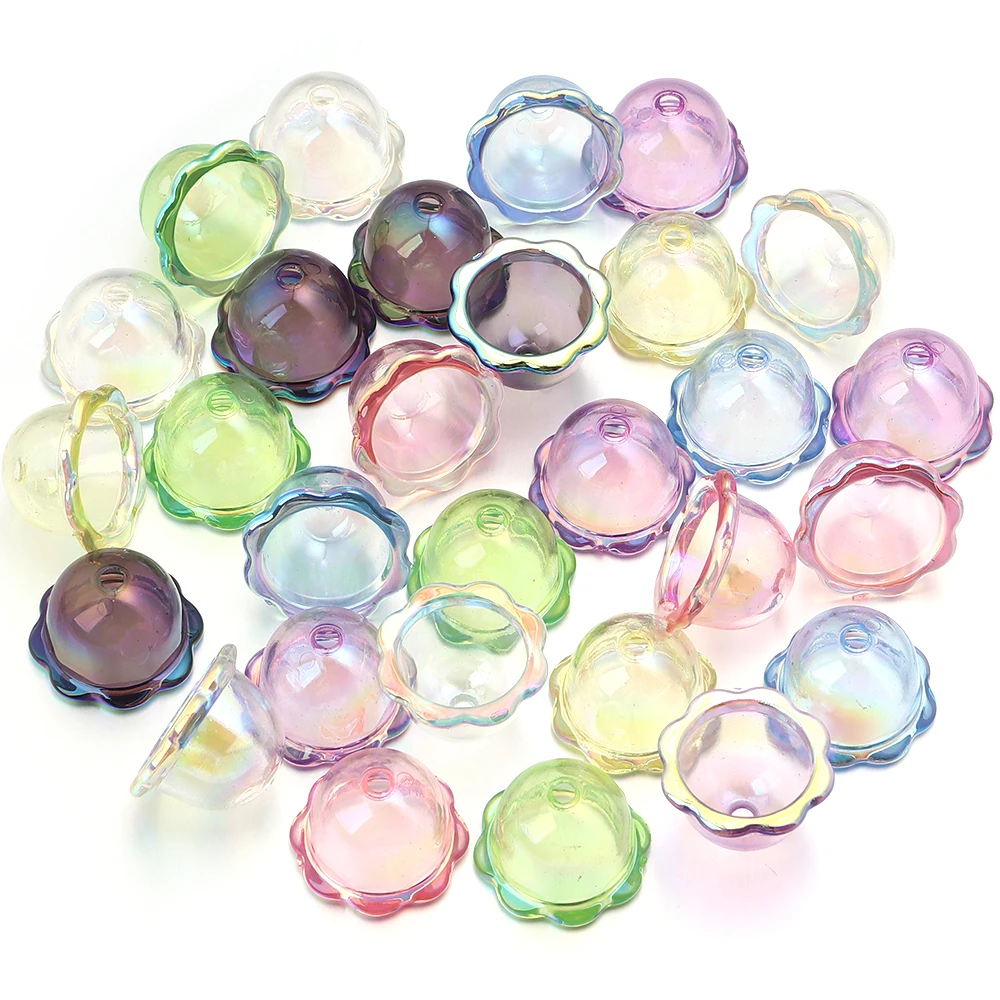 Acrylic Glitter Wind Bell Spacer Beads Transparent Jellyfish Beads for Jewelry Making Phone Chain Decoration 6pcs