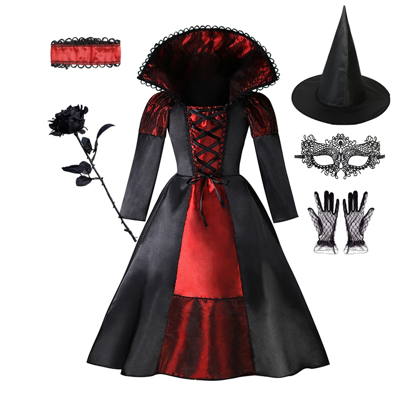 Disfraces de Halloween para niñas, vampiros, para niñas, 2024, para carnaval, fiesta de graduación, vestido de novia fantasma, ropa gótica para niños