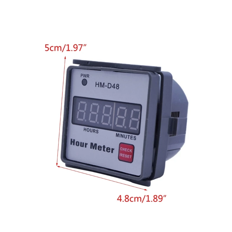 HM-D48 Hour Meter Digital Hourmeter 0‑999.99h Timer AC 220V For Motor Lawn Mower 5