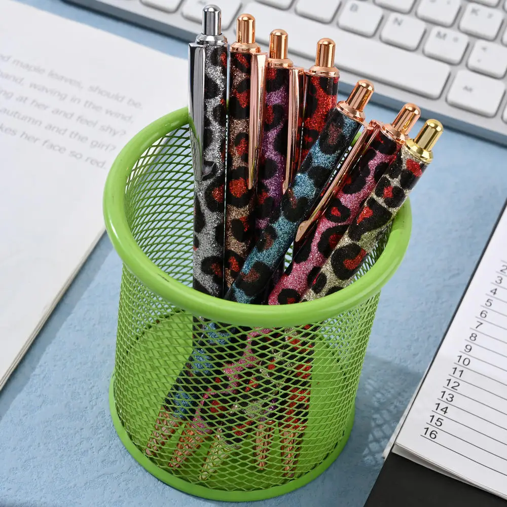 ヒョウ柄ボールペン,1.0mm,金属,キラキラ,ゴールド,プレススタイル