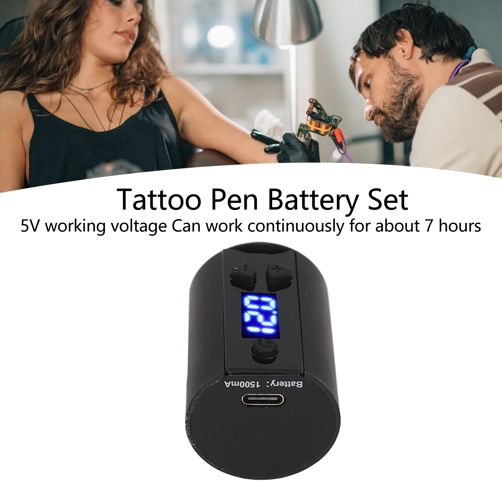 Tattoo Pen Power Supply 3‑12V USB Charging Adjustable Voltage Cordless