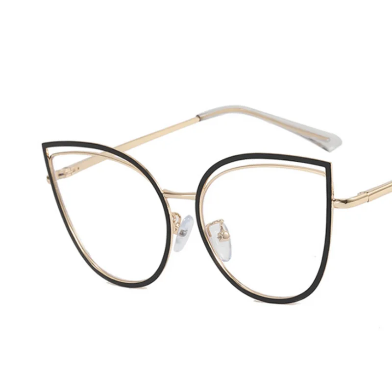 Cutout Cat Eye Metal Frame Clear Glasses Fashion Myopia Nerd Spectacles  -0.5 -1.0 -2.0 -3.0 -4.0 to -6.0
