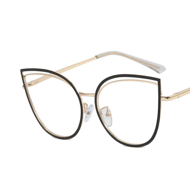 Cutout Cat Eye Metal Frame Clear Glasses Fashion Myopia Nerd Spectacles  -0.5 -1.0 -2.0 -3.0 -4.0 to -6.0 5