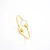 316L Five Leaf Clover Daisy Zircon Hollow Round Open Bracelet Women's Fashion Gold Plated Cuff Bracelet Waterproof Jewelry 5