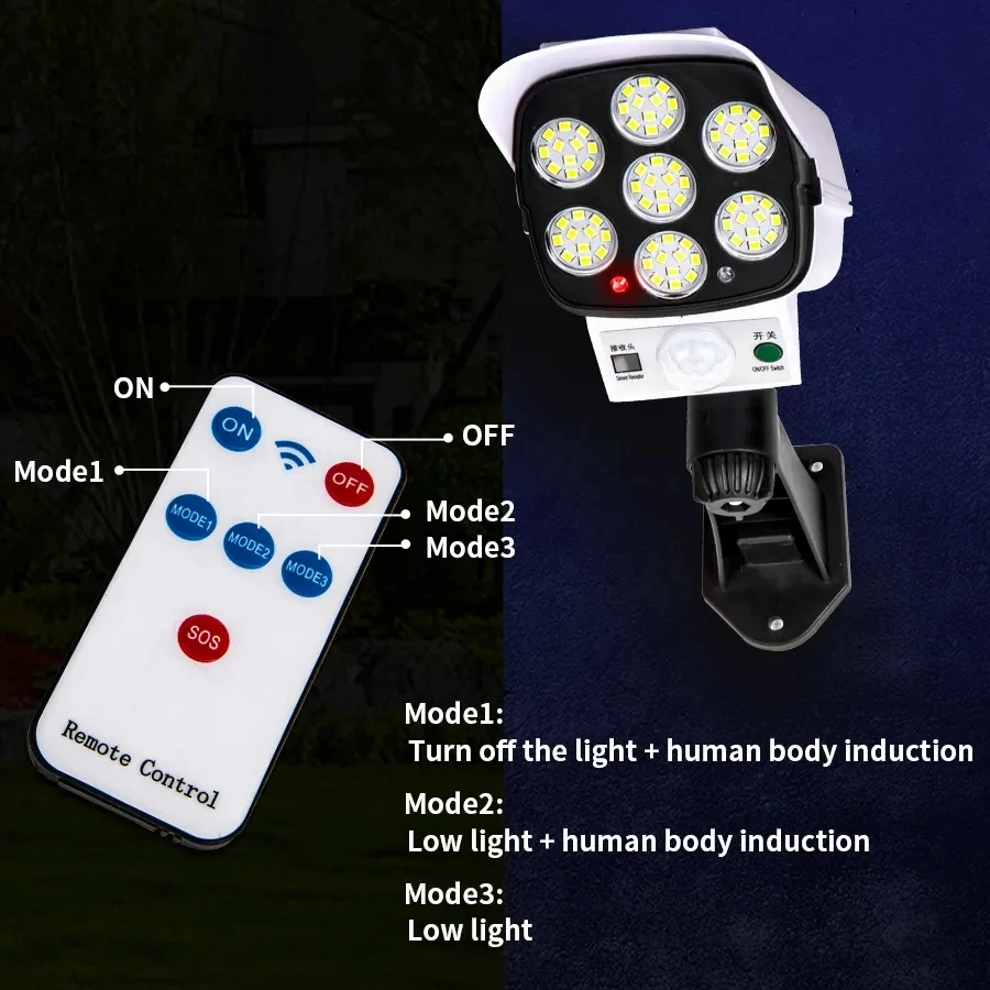 Solar Outdoor Lighting Simulation Garden Light Remote Control LED Fake Camera Wall Light Waterproof Security For Home Indoor