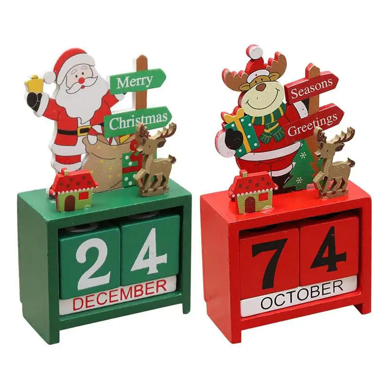 

Number Date Wooden Blocks Wood Christmas Advent Calendar Block Tabletop Desk Calendars Decoration For Bookshelves Bedrooms Home