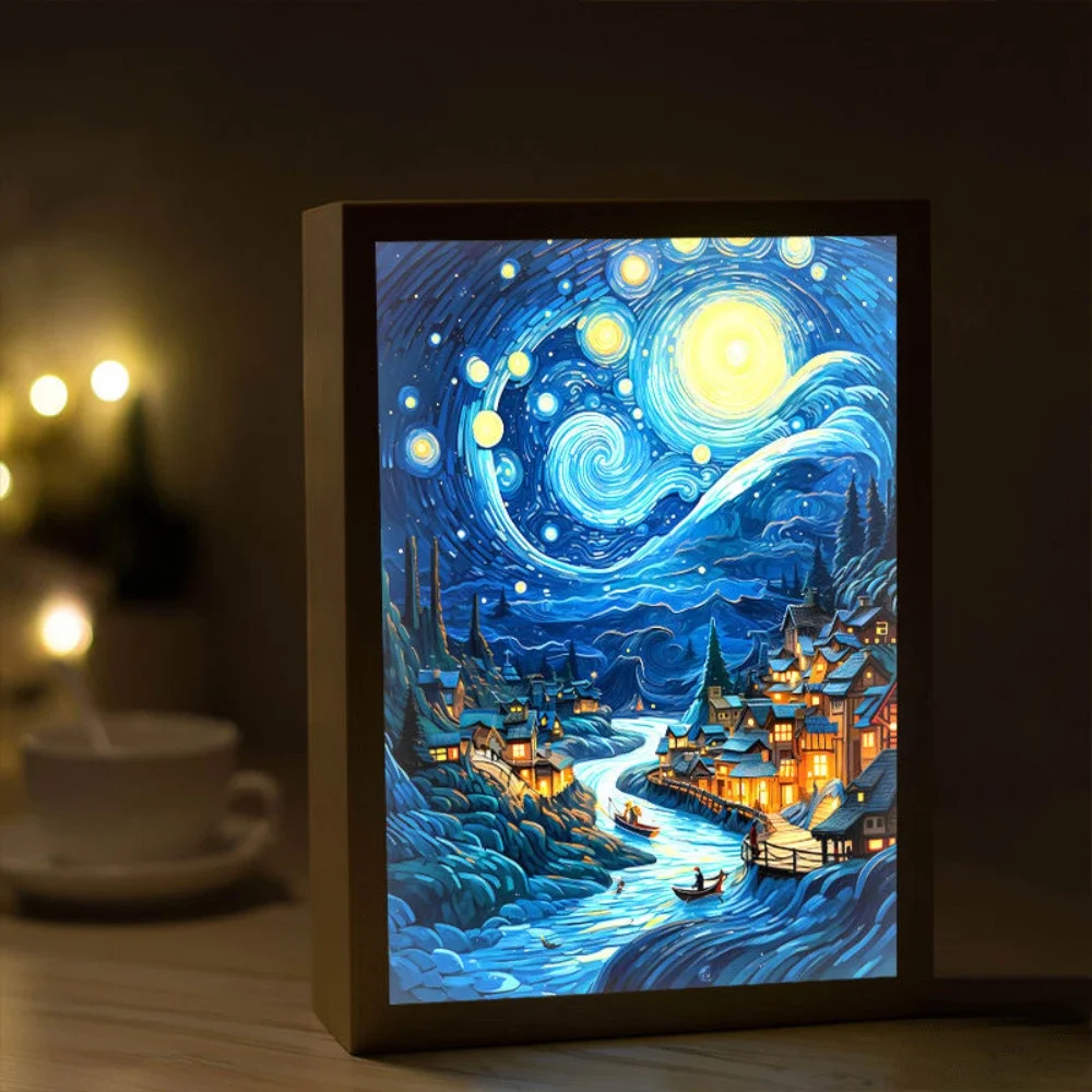 

Wireless Charging Van Gogh Art Anime LED Light Painting Room Decor,Mood Light,USB Lamp Wall Decororation,Night Light Home Gift