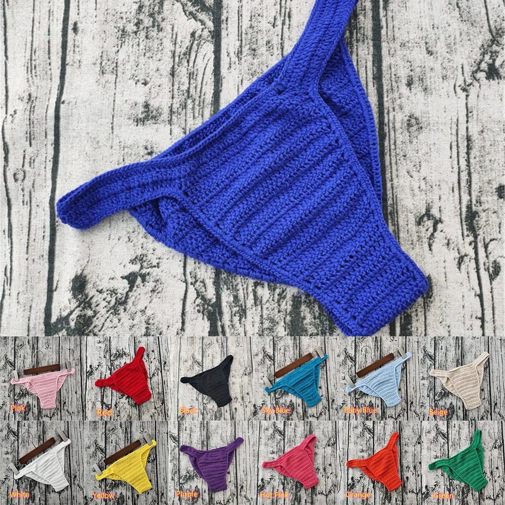 Description Picture 2 of itemSexy Men Women Breathable Knit Briefs Underwear Pump Man Hand Crochet G-string Swimming Sunbathing Briefs Underpants Panties