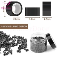 GlamorDove 1000 pièces 4mm Micro anneaux pour Extensions de cheveux microliens pour cheveux doublé de Silicone Extension de cheveux perle outils accessoires 4