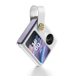 Leather Wrist Strap Phone Case with Shockproof Protection for OPPO Find N3 Flip (White)