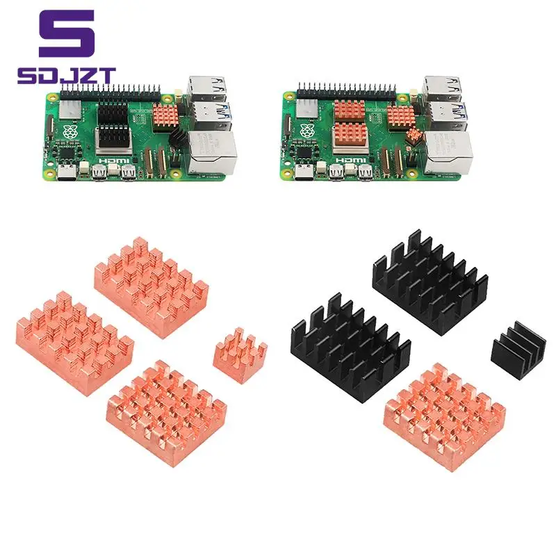 

4Pcs Pure Copper Cooling Heat Sink Aluminum Heatsink Cooler Radiators Cooling Kit For Pi 5