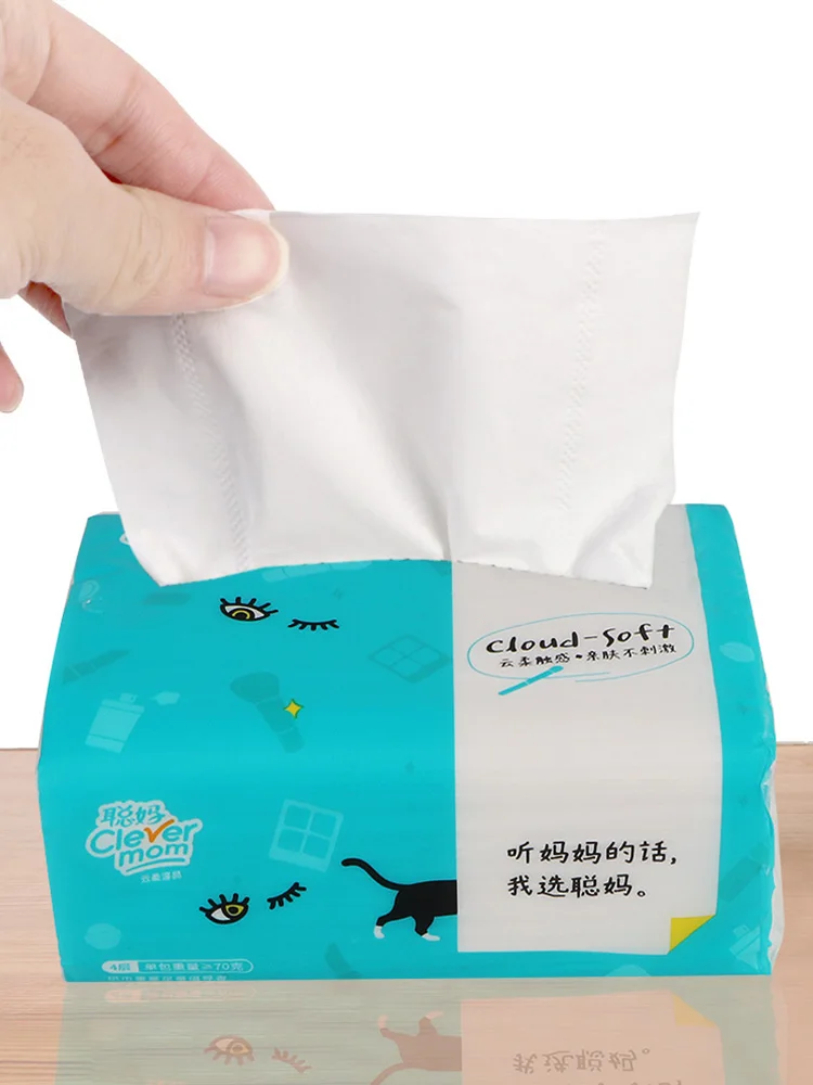 Household Pure Wood Pulp Paper Towel Dinner Table Napkins Disposable 4 Layers 300 Sheets Toilet Paper Tissue
