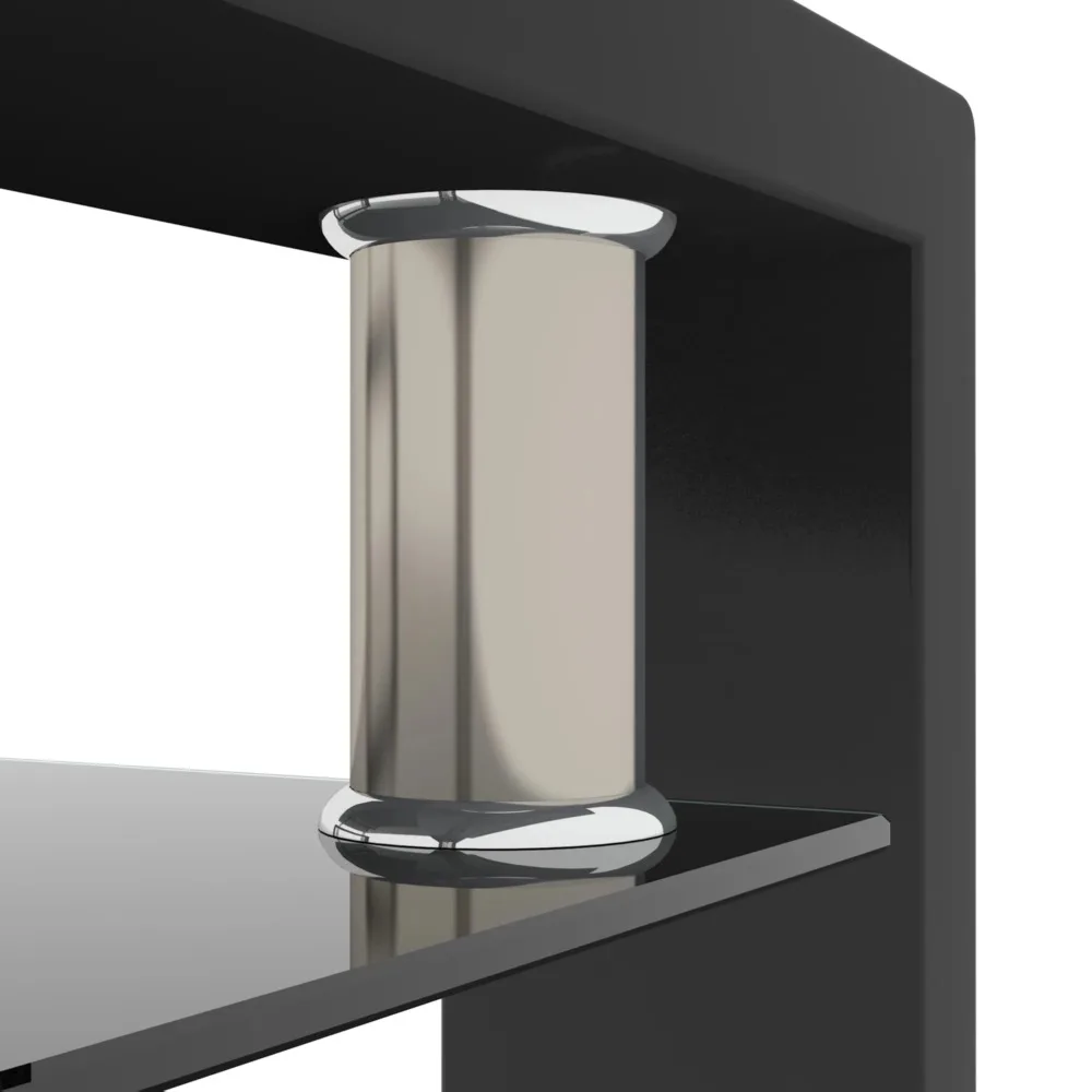 Coffee Table, Glass Coffee Tables with Storage Shelf, Black 4