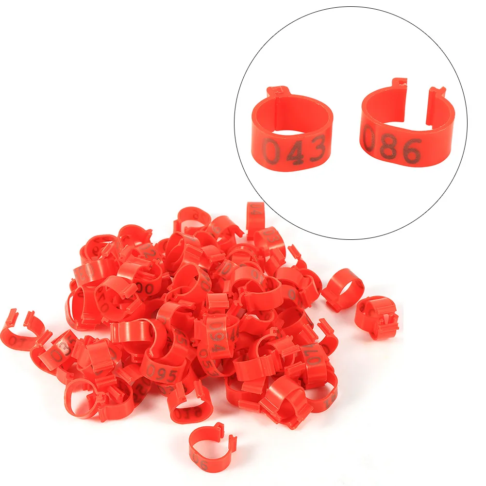 Bird Leg Rings Poultry Leg Bands 6Colors /Bag 16MM 001-100 Numbered Plastic Poultry Chickens Ducks Goose Bands Rings plastic poultry leg clips