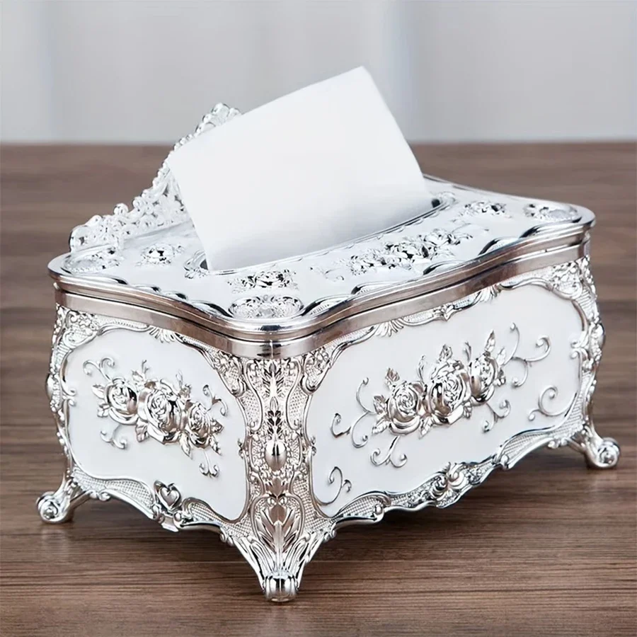 European Style Tissue Box, High-end Hotel Restaurant Napkin Extraction Box, Living Room Desktop Paper Extraction Storage Box 5