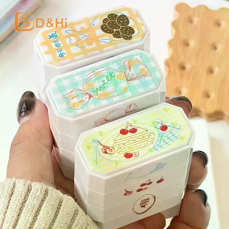 신뢰할 수 있는 3종 스탬프 세트, 저널, 카드, 선물 포장에 적합 - 애프터눈 티 시리즈, 레이어드 감광 디자인