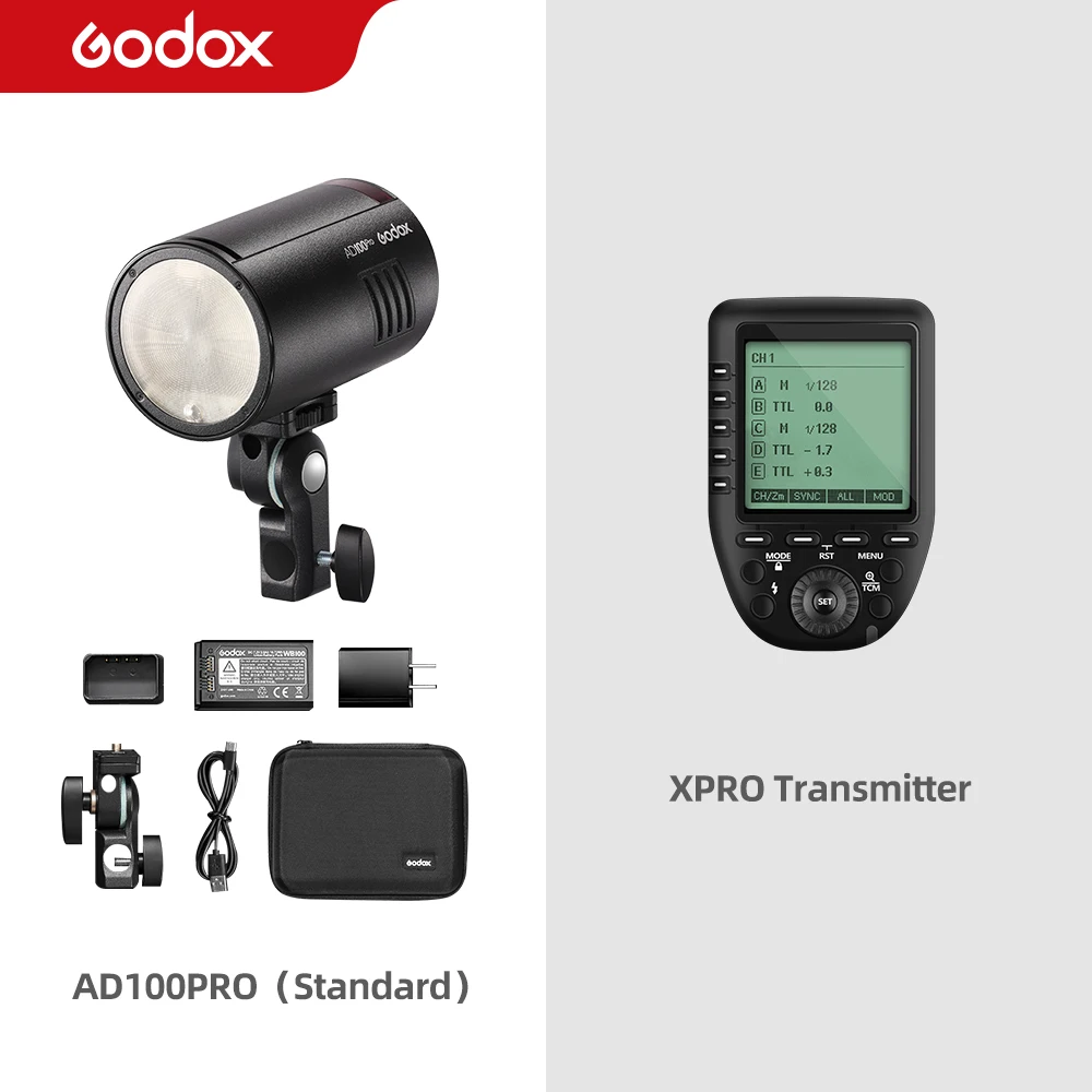 Godox AD100Pro 100Ws TTL 2.4G HSS 1/8000s ポケットフラッシュ