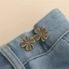 1 Pair Adjustable Waist Tightener Four Leaf Clover Trousers Waist Buckles for Jeans Pants Skirts Snap Button Adjuster Clips 5