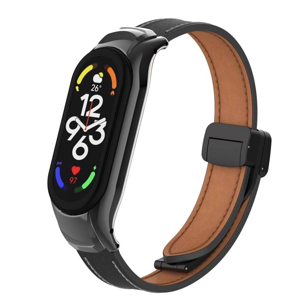 Premium Leather Magnetic Buckle Wristband for Smartwatch - Elegant Watchband Bracelet Accessory
