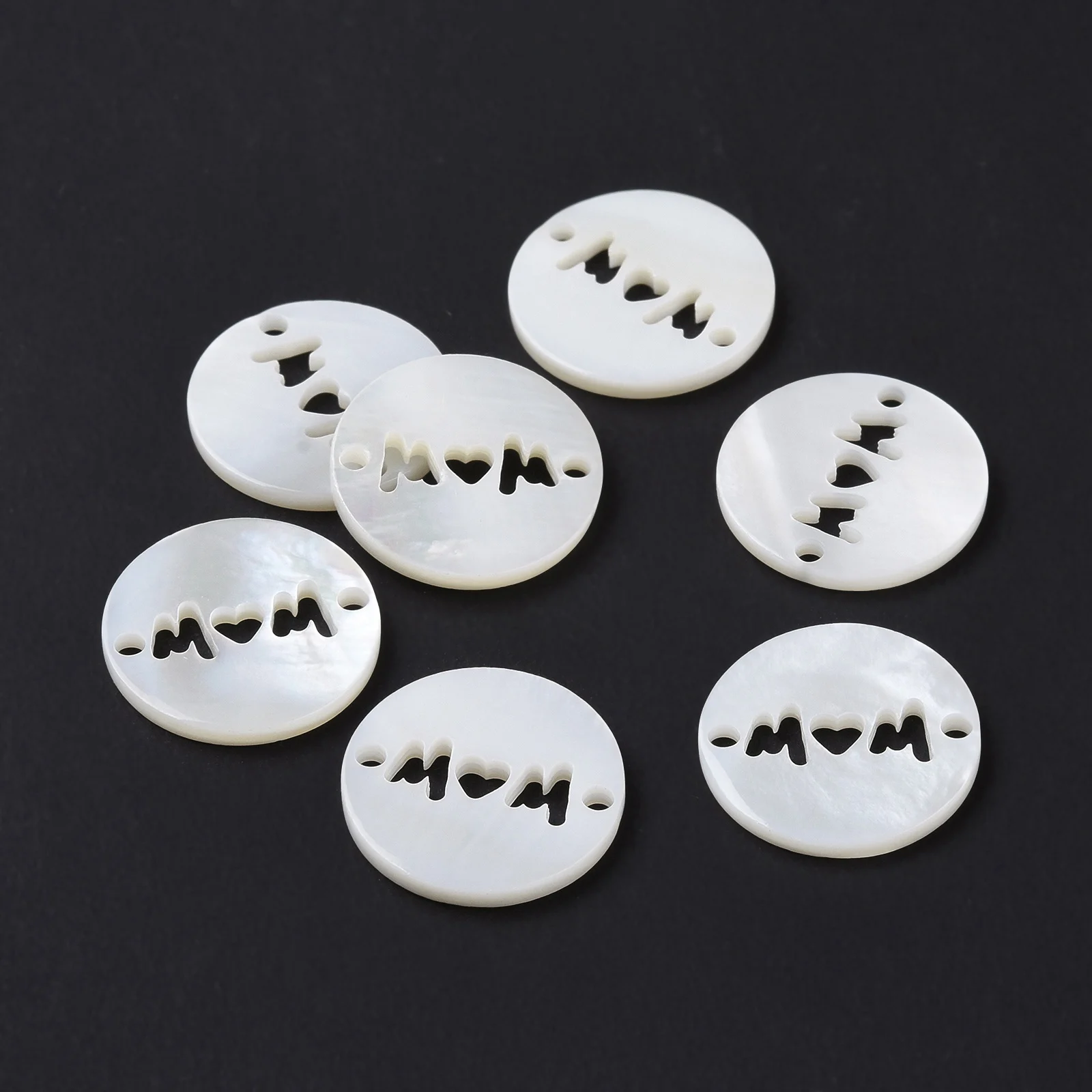 

Natural Freshwater White Shell Connector Charms Flat Round Links for Diy Neckalce Bracelet Mother's Day Mom Thanksgiving Gifts