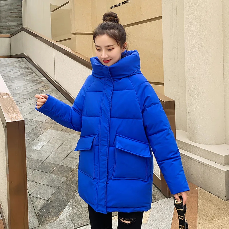 

2023 New Winter Women's Mid Length Coat Casual Thick Warm Hooded Pattern Clothes Fashion Outdoor Jacket Bread Coats Dropshipping