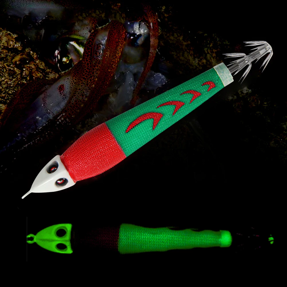 

Светится в темноте искусственные рыболовные приманки, двухслойный крючок, приманка в виде кальмара Squid, приманка для кальмара, рыболовные снасти