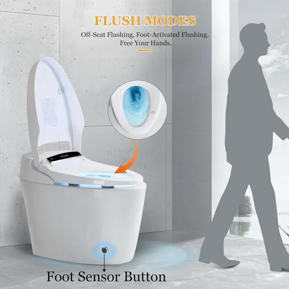 Smart Toilets with Heated Bidet Seat, with Automatic Flush and Foot Feel Flush, Portable Bidet Toilet with Dryer and Warm Water 5