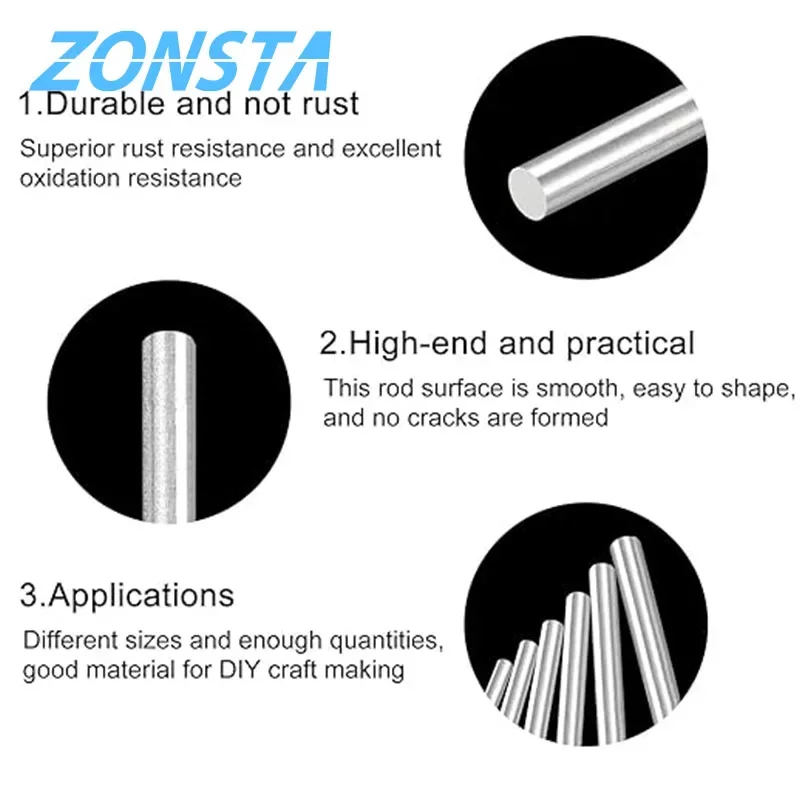 304 Stainless Steel Rod Dia 3/4/4.5/5/5.5/6/6.5mm CNC Solid Round Shaft Rod Bars 100/200/300/400/500mm for DIY Craft Model Car linear shaft rod,steel round rod