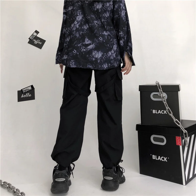 slacks Punk Harajuku Straight Harajuku all match Trousers High Waist Big Pockets Cotton Cargo Loose Hip Hop High Joggers Women Pants khaki pants