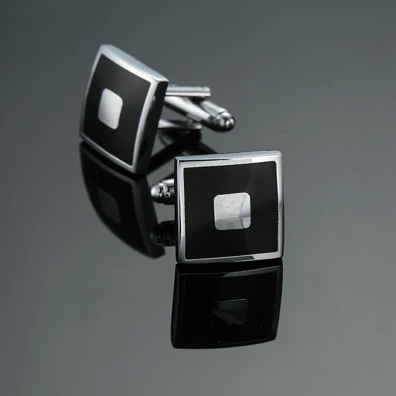 Luxury Mens Cufflinks - Classic Square Blue  Black Retro Pattern Suit Accessories