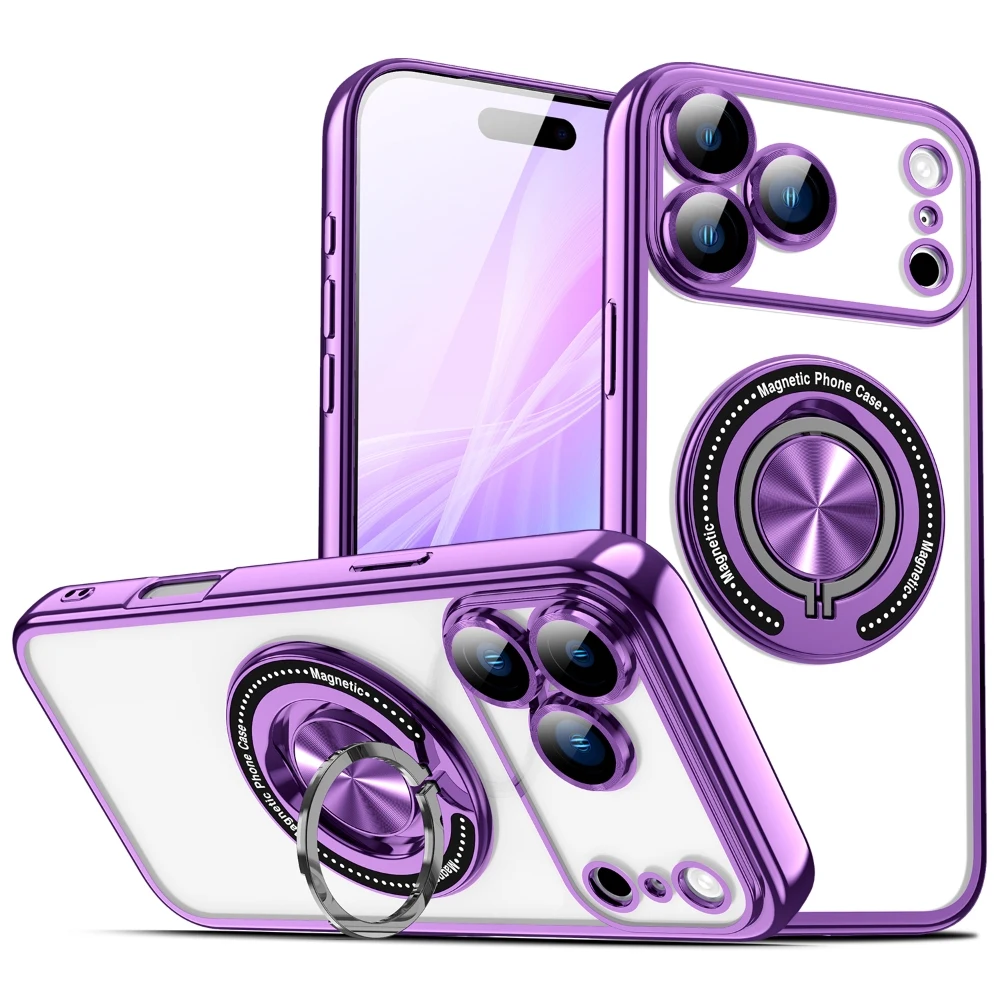 Vibrant Electroplated Clear Case with Invisible Ring Stand and MagSafe Compatibility