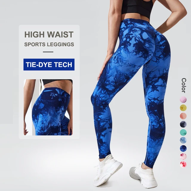 Wide Waistband Tie Dye Seamless Fitness Sports Yoga Slim Leggings, High  Wasit Running Workout Gym Tight Sports Pants, Women’s Activewear