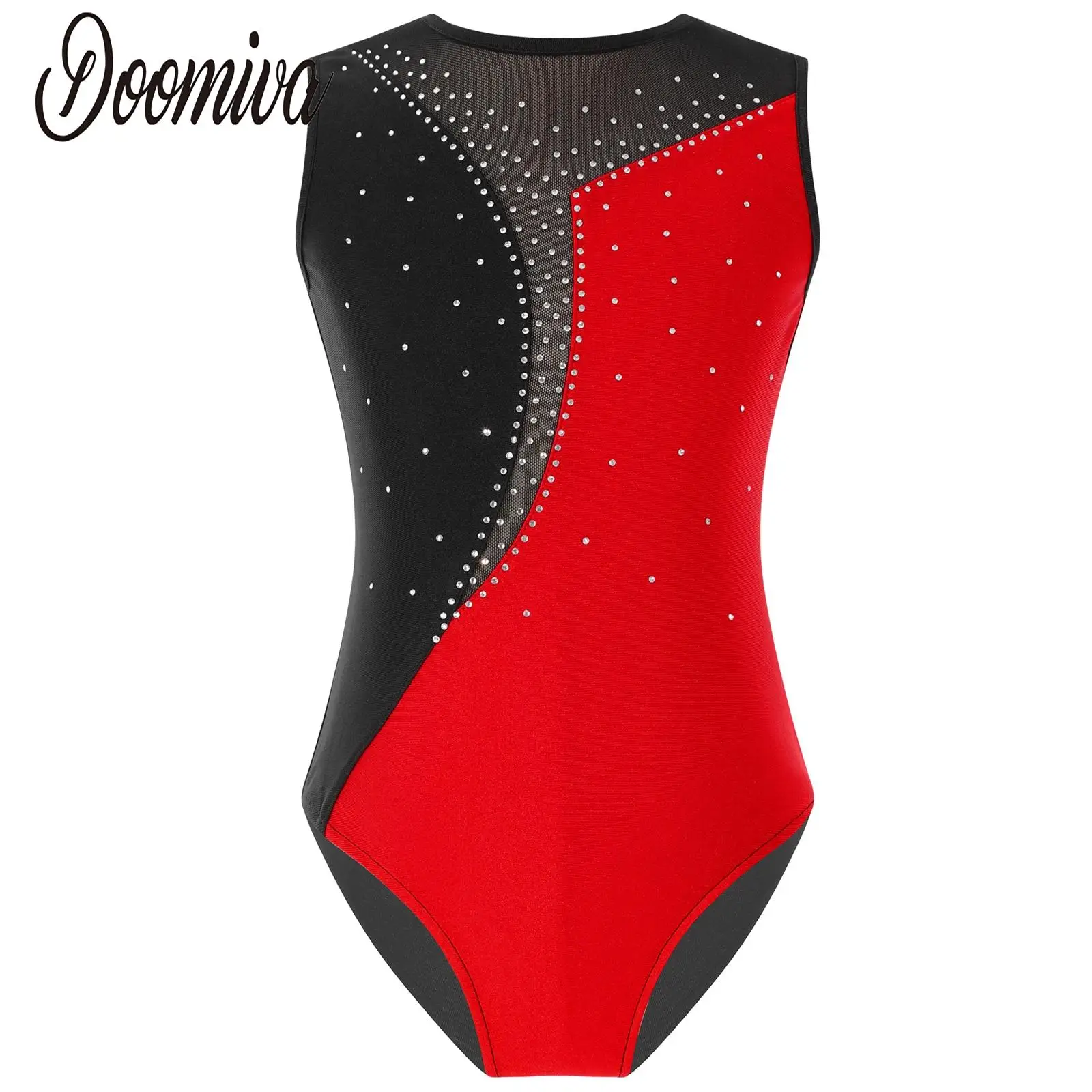 

Kids Girls Rhythmic Gymnastics Leotard Jersey Elastic Figure Skating Bodysuit Sleeveless Dance Ballet Leotard Ballerina Costumes