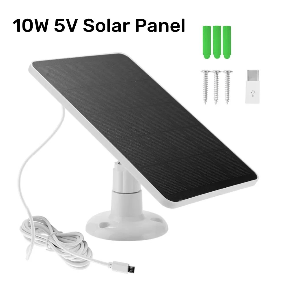 

10W 18W Waterproof Outdoor Solar Panel With 3 Meter Cable Type-C Micro Port 5V Charging For Phone Fan Eufy Wyze Battery Camera