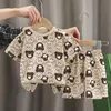 Cartoon Printed Clothing Pure Cotton Home Clothes 2 Piece Suits Toddler Fashion Cute Casual Tracksuits Contrast T-shirt+Shorts 2