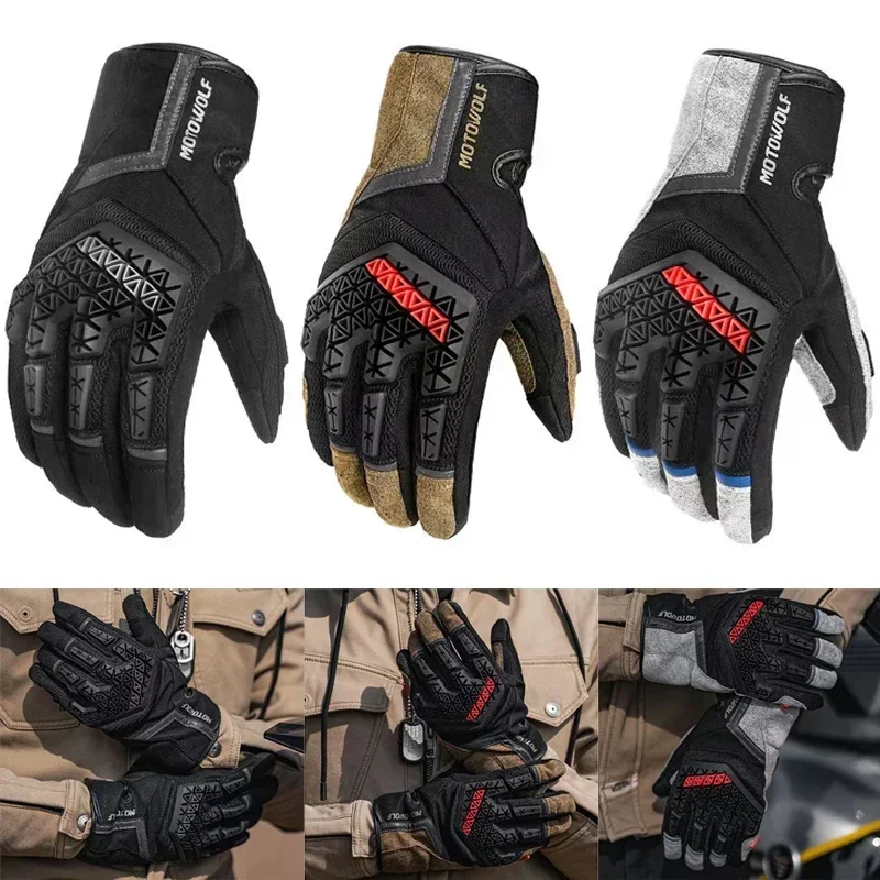 

Men's Full Finger Touch Screen Motorcycle Gloves Accesorios Para Motos TPR Protector Luvas Para Guantes De Motociclista 오토바이 장갑