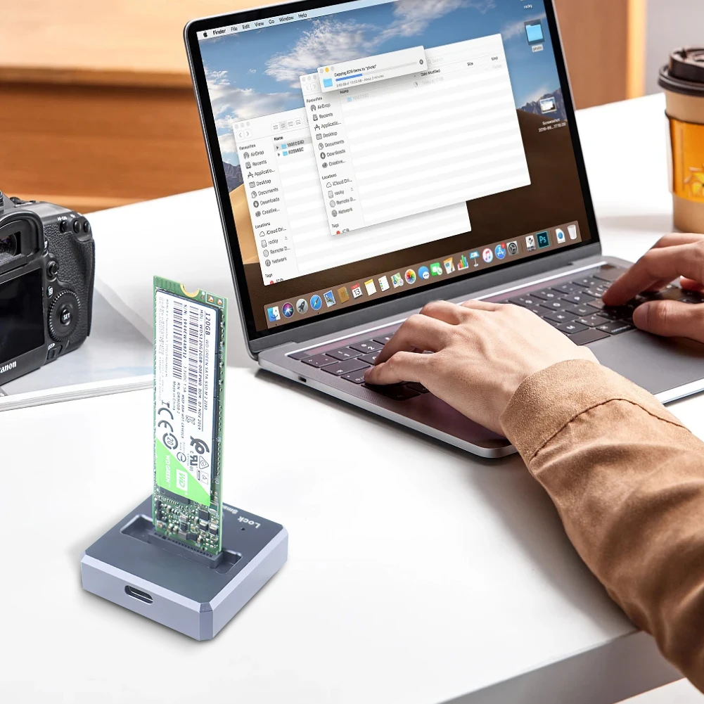 SSD 도킹 스테이션 캐디 박스 베이스 어댑터, C타입 M.2 NVME/SATA SSD 외부 인클로저, 모바일 하드 드라이브 베이스 M 키, 1000 MB/s