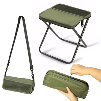Outdoor Zipper Bag Folding Chair with Mesh Bag Folding Backpack Stool Lightweight for Picnic Gardening Barbecuing Hiking