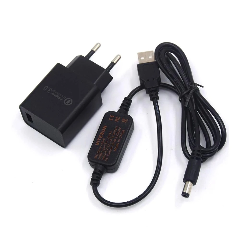 

Power Bank USB Cable DC 8.4V+QC3.0 USB Charger For Camera LP-E6 DR-E18 LP-E17 BP-511 DMW-BLB13 FW50 NP-FW50 Dummy Battery