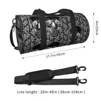 Goth Skull With Weird Flower Sports Bags Cool Training Gym Bag Large Retro Handbags Couple Design Waterproof Fitness Bag 2