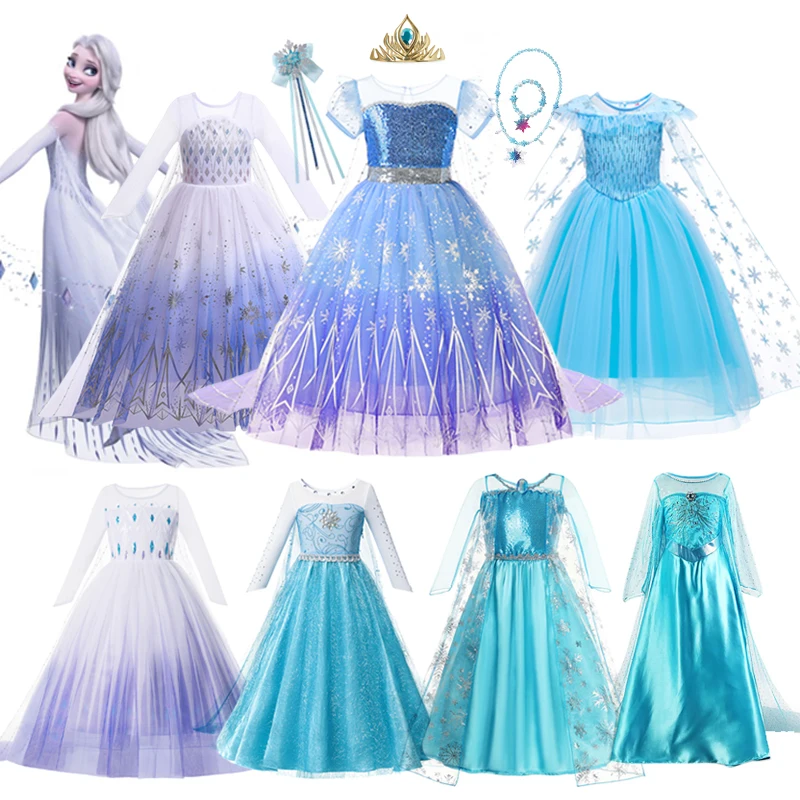 thumbnail image 2 of Disfraz de Frozen para niñas, vestido de princesa, Reina de la nieve, Cosplay, Carnaval, cumpleaños, ropa de Elsa, ropa de fantasía, 2 a 10 años, 2 of 5