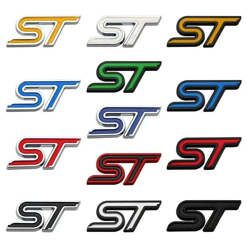 3D Metal ST Badge Decal Car Body Emblem Rear Trunk Sticker for Ford Everest Fiesta Focus Mondeo Ranger Mustang Transit Explorer