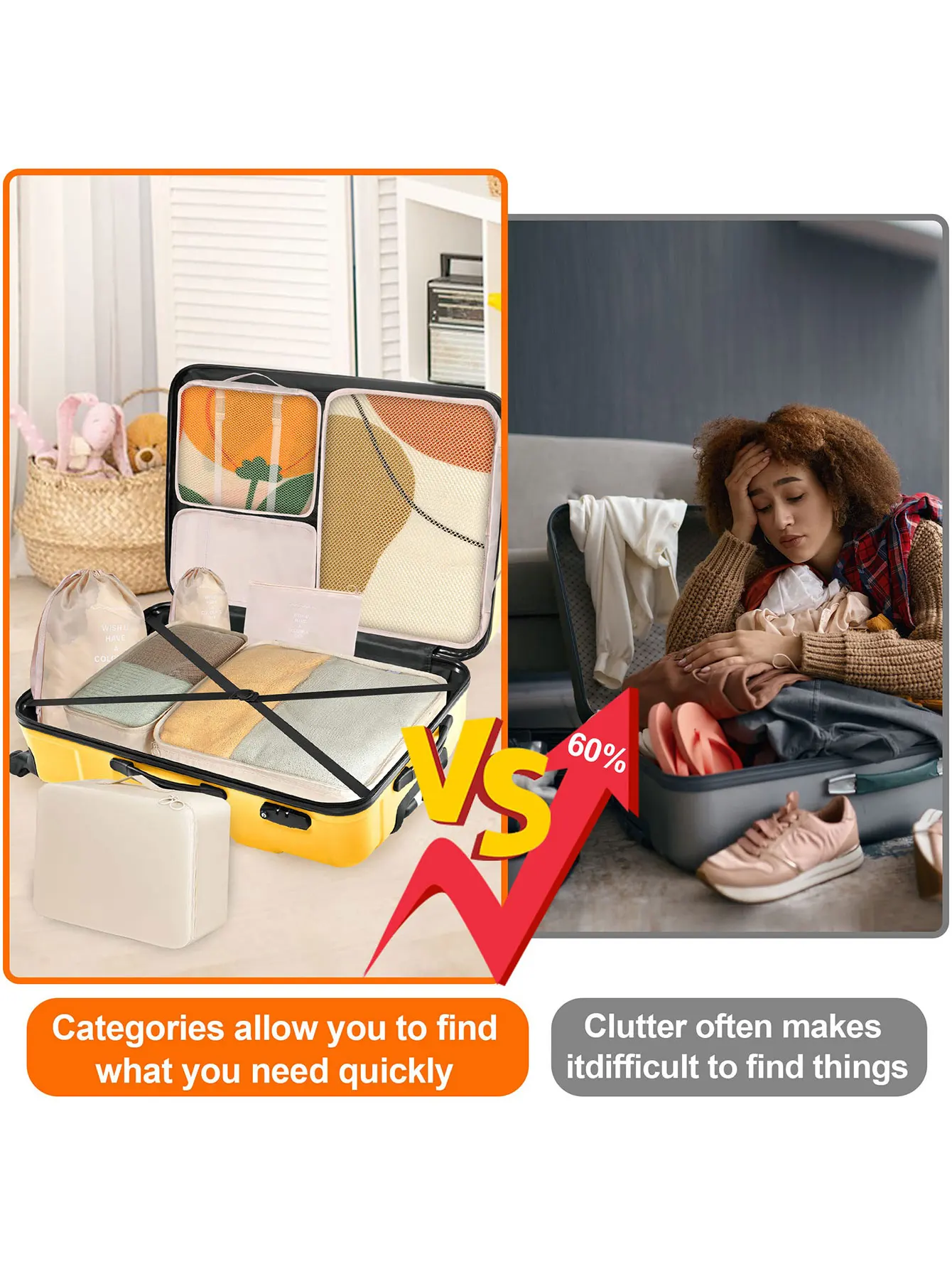 7Pcs Folding Travel Organizer Storage Bags Wardrobe Cube Suitcase Packing Set Storages Luggage Clothes Shoe Box 6