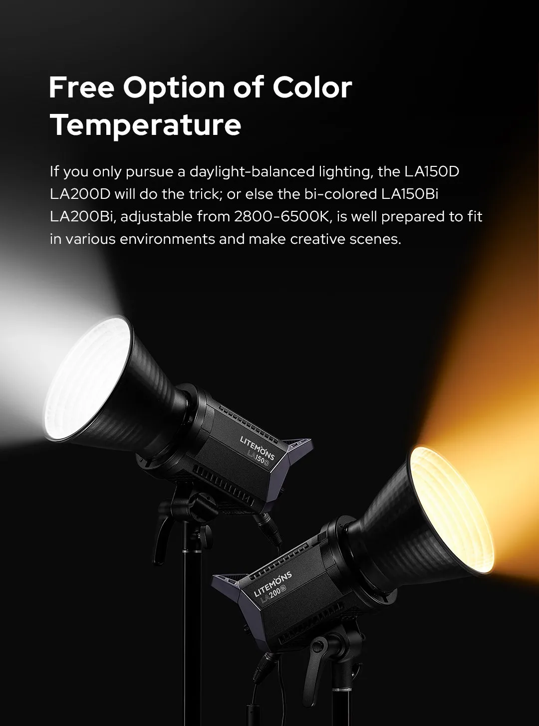 LA200D LA200BI 230W LA150D LA150BI 190W LED Video Light LCD Panel Continuous Out