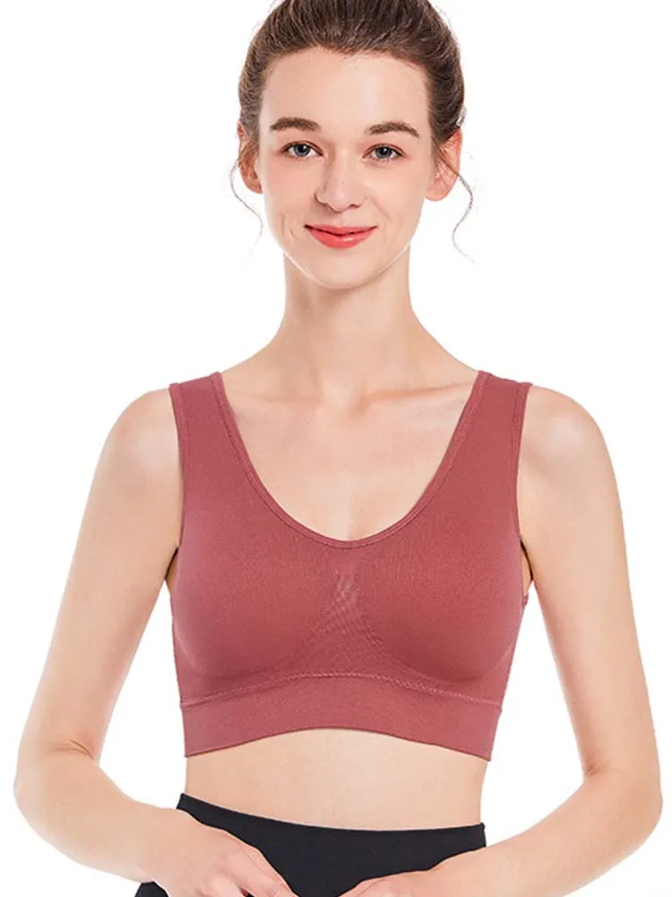 

Women's seamless Bra No pad Brassiere Underwear chest sleep yoga sports bra vest Big Size Top Cotton Bralette